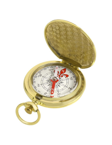 Brújula de bolsillo dorada YIOSALYWUT con reloj de sol