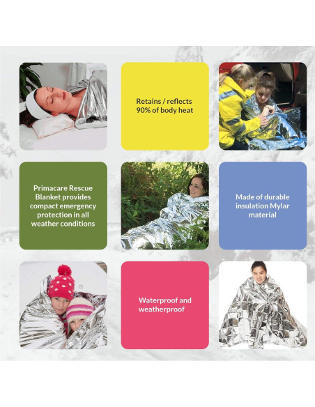 Manta Térmica de Emergencia Primacare HB-10 Mylar 132x213 cm - Paquete de 10 Manta Térmica de Emergencia Primacare HB-10 Mylar 132x213 cm - Paquete de 10