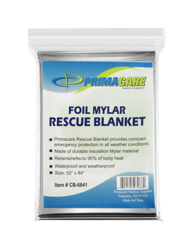 Manta Térmica de Emergencia Primacare HB-10 Mylar 132x213 cm - Paquete de 10