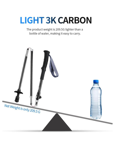 Bastón de Trekking T-carbon Plegable de Fibra de Carbono 114cm Bastón de Trekking T-carbon Plegable de Fibra de Carbono 114cm