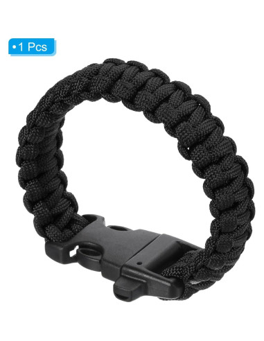 Pulsera de Paracord de Supervivencia PATIKIL Negra 23mm
