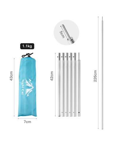 Varillas Telescópicas de Aluminio Night Cat para Toldo - 2 Piezas