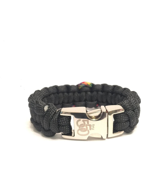 Pulsera de Paracord Negra Tru550 con Cinta de Autismo 19.05 cm Pulsera de Paracord Negra Tru550 con Cinta de Autismo 19.05 cm