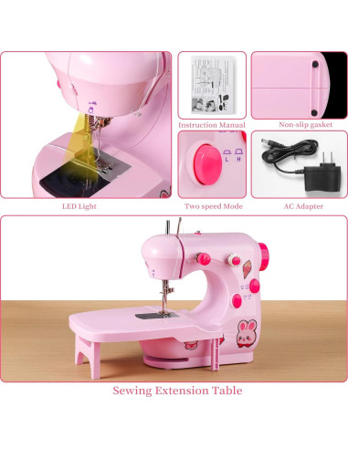 Mini Máquina de Coser Plys Rosa para Principiantes 1.36 kg