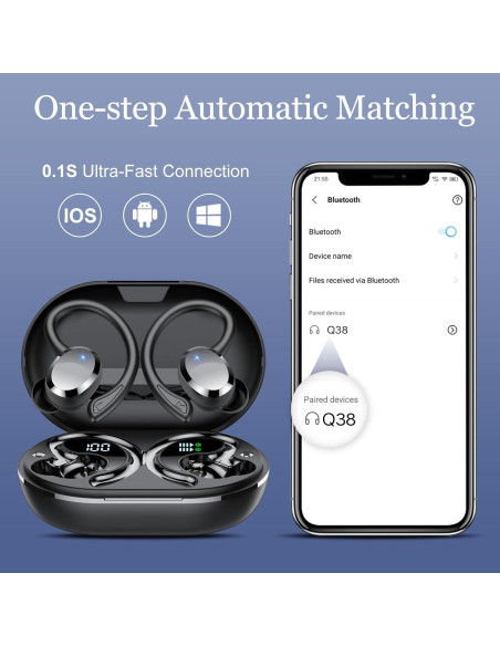Auriculares Inalámbricos Bluetooth 5.4 Hadbleng Q38 HiFi 68H Auriculares Inalámbricos Bluetooth 5.4 Hadbleng Q38 HiFi 68H