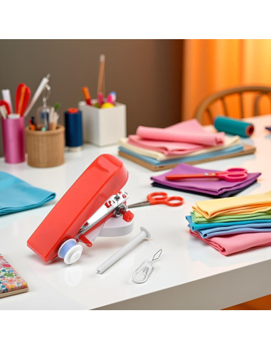 Máquina de Coser de Mano Mini Portátil Roja - Ideal para Viajes