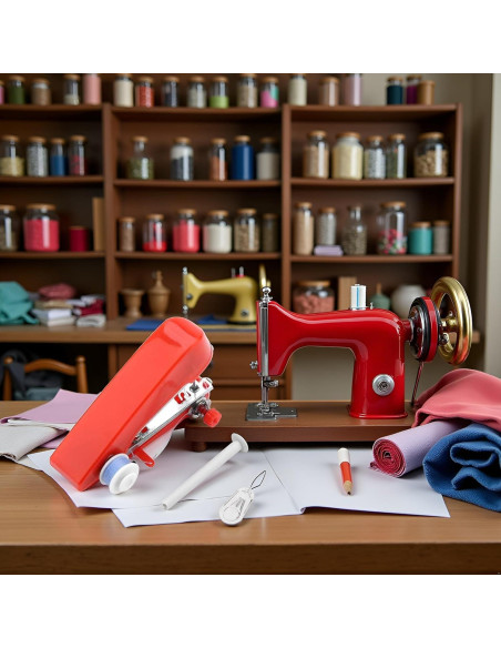 Máquina de Coser de Mano Mini Portátil Roja - Ideal para Viajes Máquina de Coser de Mano Mini Portátil Roja - Ideal para Viajes