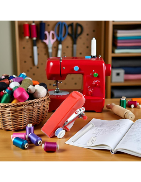 Máquina de Coser de Mano Mini Portátil Roja - Ideal para Viajes Máquina de Coser de Mano Mini Portátil Roja - Ideal para Viajes