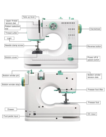 Mini Máquina de Coser ZIMENG ZS0200 16 Puntadas 32 Hilos Mini Máquina de Coser ZIMENG ZS0200 16 Puntadas 32 Hilos