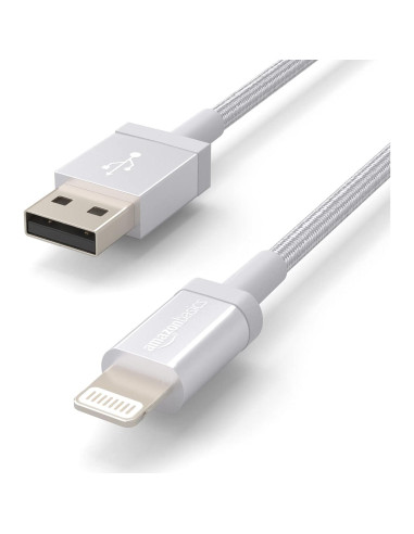 Cable USB-A a Lightning Amazon Basics 1.83m Plata MFi