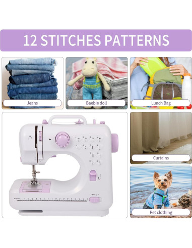 Máquina de Coser Mini Portátil para Principiantes 12 Patrones