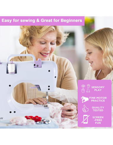 Mini Máquina de Coser JUCVNB para Niños 12 Puntadas 2 Velocidades