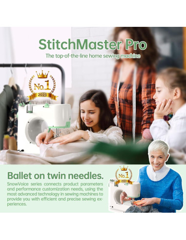 Máquina de Coser StitchMaster Pro SnowVoice - Agujas Gemelas, 16 Puntadas