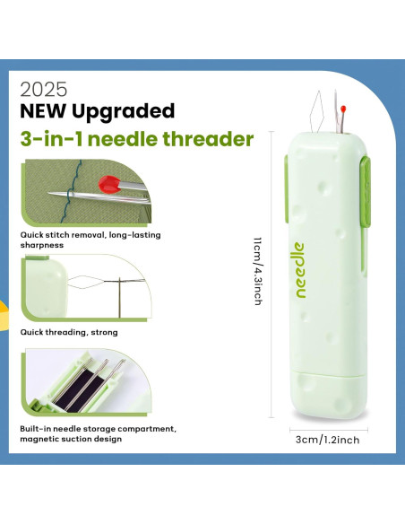 Enhebrador Automático de Agujas 3 en 1 NFAMRZCAR Verde Enhebrador Automático de Agujas 3 en 1 NFAMRZCAR Verde