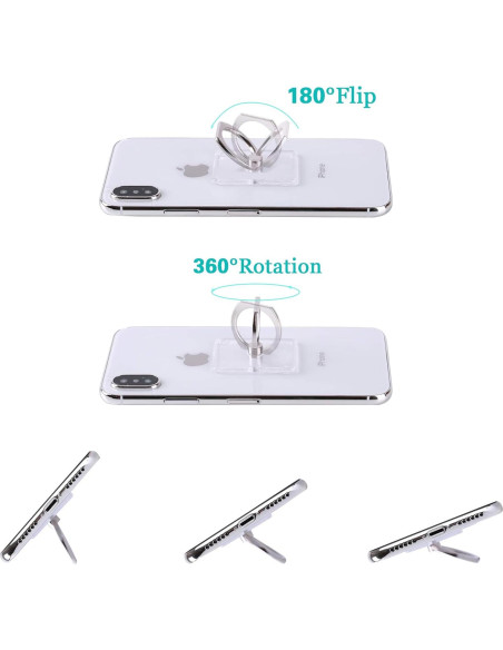Soporte Anillo para Teléfono Móvil Exoer Transparente - 4 Piezas Soporte Anillo para Teléfono Móvil Exoer Transparente - 4 Piezas