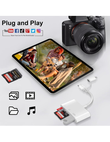 Lector de Tarjetas SD Denlane USB-C y Lightning 5 en 1