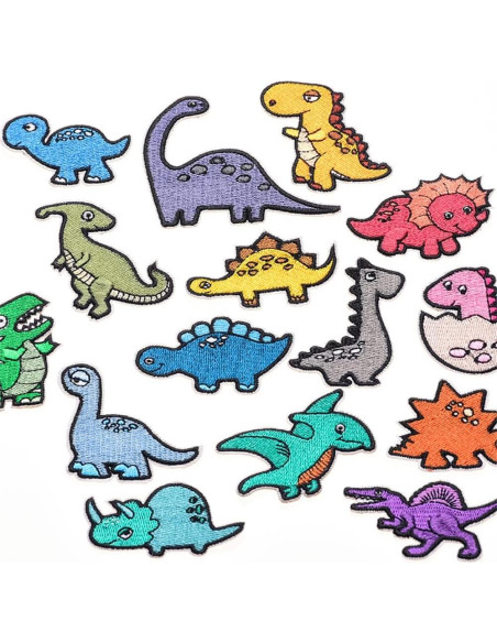 15 Piezas Parche Bordado Dinosaurio Zchain para Planchar 15 Piezas Parche Bordado Dinosaurio Zchain para Planchar