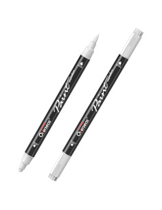 Marcadores Acrílicos Doble Punta Overseas, 2 Unidades, Blanco