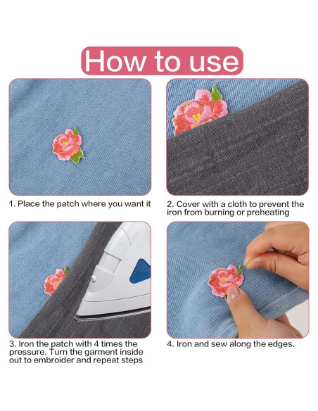 15 Parches Bordados de Flores KALIONE para Planchar y Coser 15 Parches Bordados de Flores KALIONE para Planchar y Coser