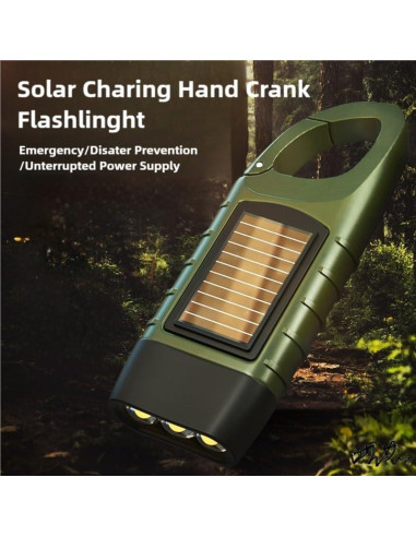 Linterna Solar de Manivela EKNBKE SP-01 Verde Portátil