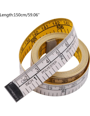 Cinta Métrica de Costura BYNNIX 150cm Flexible PU Amarillo