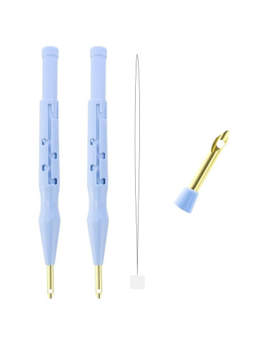 Paquete de 2 Agujas de Punch de Bordado Ajustable WYBG Azul