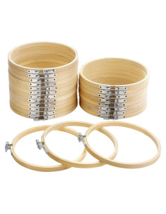 Aros de Bordado Caydo 24 Piezas 15 cm Madera Natural