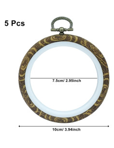 Kyuionty 3 Marcos Redondos de Bordado 10 cm Imitación Madera 2