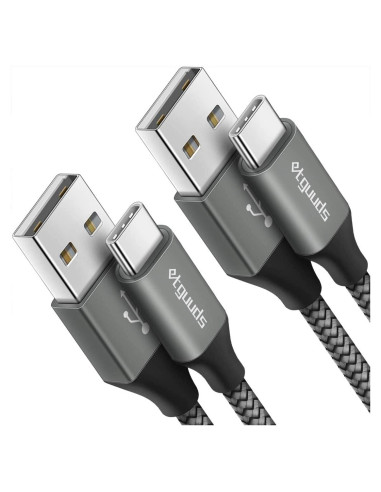 Cable USB A a USB C 3m etguuds Carga Rápida 2-Pack Gris
