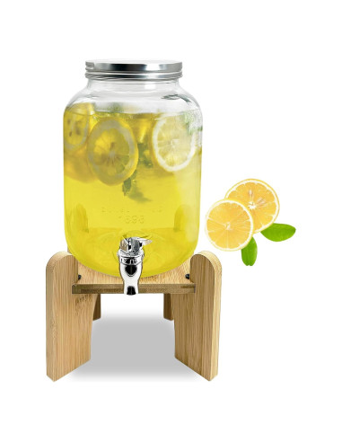 Dispensador de Bebidas Tfwadmx 3.78L con Soporte de Madera