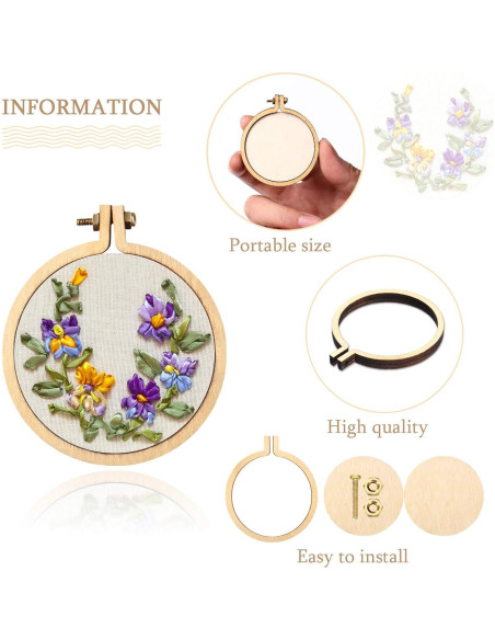 Mini Aros de Bordado de Madera Syhood - 16 Juegos Variados Mini Aros de Bordado de Madera Syhood - 16 Juegos Variados