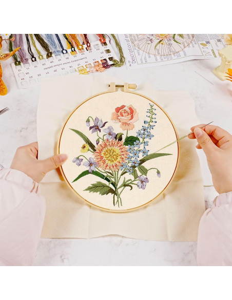 Kit de Bordado Floral MAMUNU para Principiantes - Manualidades DIY Kit de Bordado Floral MAMUNU para Principiantes - Manualidades DIY