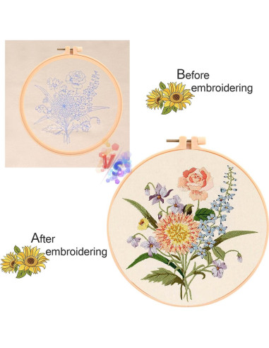 Kit de Bordado Floral MAMUNU para Principiantes - Manualidades DIY