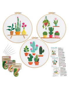 Kit de Bordado de Cactus Louise Maelys para Principiantes - 3 Piezas