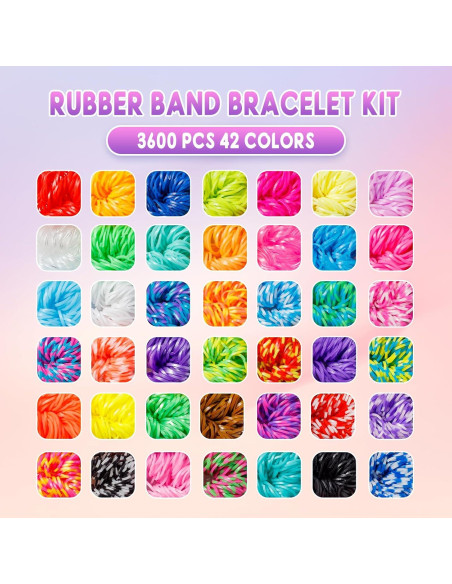 Kit de Pulseras de Goma Ybxjges 3600+ 46 Colores DIY Kit de Pulseras de Goma Ybxjges 3600+ 46 Colores DIY