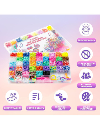Kit de Pulseras de Goma Ybxjges 3600+ 46 Colores DIY