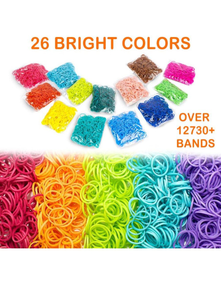 Kit de Pulseras de Goma Booriss 12730pcs 26 Colores DIY Kit de Pulseras de Goma Booriss 12730pcs 26 Colores DIY