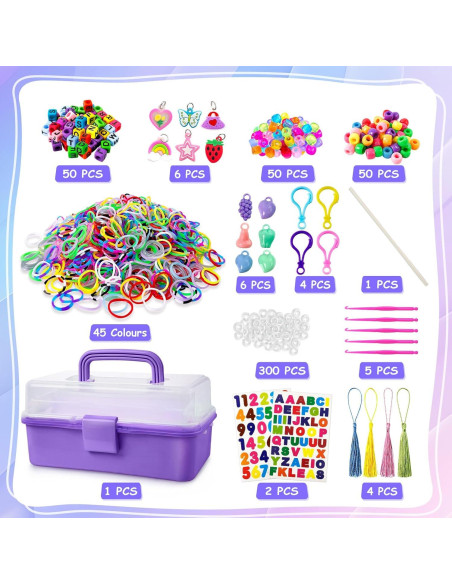 Kit de Pulseras de Goma ROSHUKG 45 Colores con Estuche Kit de Pulseras de Goma ROSHUKG 45 Colores con Estuche