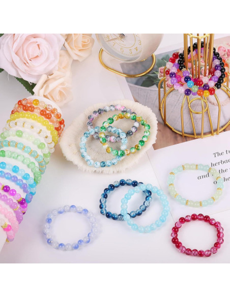 Kit de Pulseras de Perlas de Vidrio 8mm Funtopia 1540pcs DIY Kit de Pulseras de Perlas de Vidrio 8mm Funtopia 1540pcs DIY
