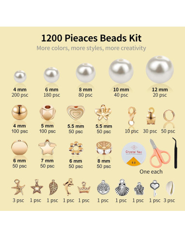 Kit de Perlas Qunland 1200 Piezas para Pulseras DIY
