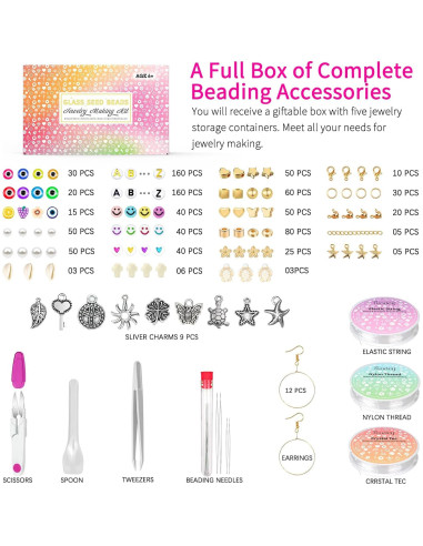 Kit de Cuentas de Vidrio 4mm 15500pcs para Joyería DIY