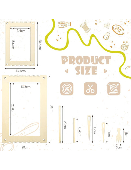 Kit de Telar Rectangular Thyle 6 Juegos Madera DIY 13.5x19.8cm Kit de Telar Rectangular Thyle 6 Juegos Madera DIY 13.5x19.8cm