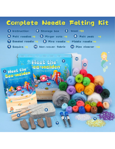 Kit de Fieltro de Agujas Yizzvb para Principiantes - Océano