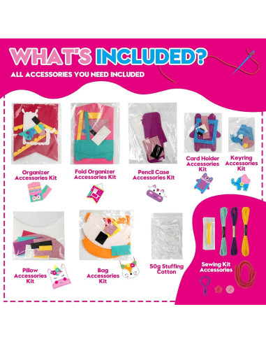 Kit de Costura para Niñas SparkleMe - 7 Proyectos DIY Coloridos