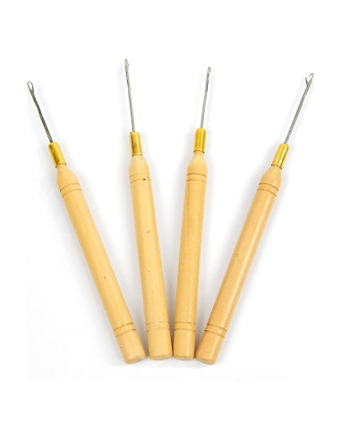 4 Agujas de Ganchillo BHQ para Extensiones de Cabello