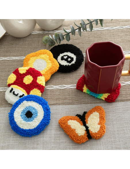 Kit de Punch Needle Anidaroel para Adultos - 6 Patrones de Posavasos Kit de Punch Needle Anidaroel para Adultos - 6 Patrones de Posavasos