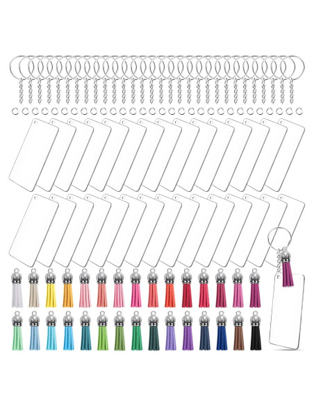 Set de 120 Piezas Llavero Acrílico Duufin con Borlas Set de 120 Piezas Llavero Acrílico Duufin con Borlas