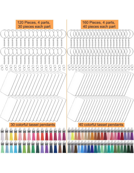 Set de 120 Piezas Llavero Acrílico Duufin con Borlas Set de 120 Piezas Llavero Acrílico Duufin con Borlas