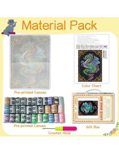 Kit de Ganchillo YOOTOM Dragón Azul 50.8x38.1cm DIY