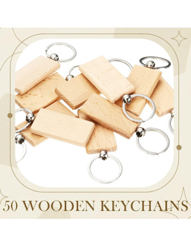 Llaveros de Madera en Blanco Yinkin 50 Pcs para DIY Grabado